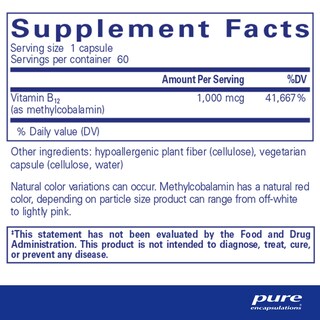 Foto 2 | Foto 2 | Suplemento Pure Encapsulations De Metilcobalamina, 1000 Mcg De Vitamina B12 - Venta Internacional.