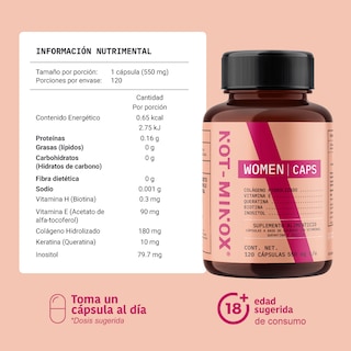 Foto 3 | Foto 3 | Suplemento Alimenticio Not Minox Mujer Crecimiento Cabello Queratina Vit E 120 Cápsulas