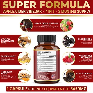Foto 2 | Foto 2 | Suplemento de Vinagre de Sidra de Manzana Zolotus 3650 mg 7 En 1 90 Cápsulas - Venta Internacional