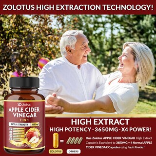 Foto 5 | Foto 5 | Suplemento de Vinagre de Sidra de Manzana Zolotus 3650 mg 7 En 1 90 Cápsulas - Venta Internacional