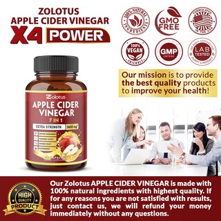 Foto 6 | Foto 6 | Suplemento de Vinagre de Sidra de Manzana Zolotus 3650 mg 7 En 1 90 Cápsulas - Venta Internacional