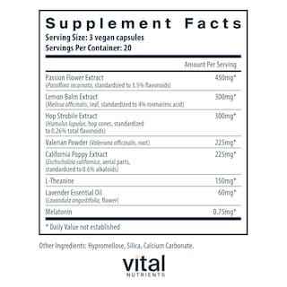 Foto 2 | Foto 2 | Suplemento Para Dormir Vital Nutrients Vegan 60 Cápsulas - Venta Internacional.