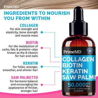 Foto 2 | Foto 2 | Péptidos De Colágeno Líquido Primemd Para Mujeres, 60 Ml Con Biotina - Venta Internacional.