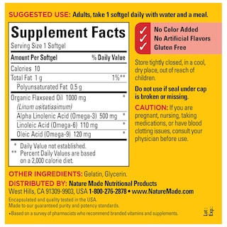 Foto 5 | Foto 5 | Suplemento De Aceite De Linaza Hecho Por La Naturaleza, 1000 Mg De Omega-3, 180 Cápsulas Blandas - Venta Internacional.