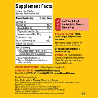 Foto 5 | Foto 5 | Suplemento De Aceite De Pescado Hecho En La Naturaleza, 1200 Mg De Omega 3, 230 Cápsulas Blandas - Venta Internacional.