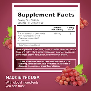 Foto 6 | Foto 6 | Suplemento Ez Melts, Resveratrol Soluble, 150 Mg, Suministro Para 1 Mes - Venta Internacional.