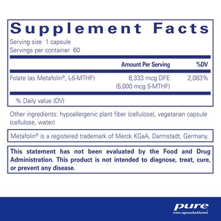 Foto 2 | Foto 2 | Suplemento De Folato Pure Encapsulations 5000 60 Cápsulas - Venta Internacional.