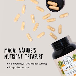 Foto 6 | Foto 6 | Suplemento De Raíz De Maca Hippie Happy Healthy, 1200 Mg, 120 Unidades - Venta Internacional.