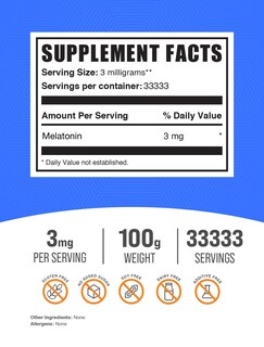 Foto 2 | Foto 2 | Suplemento Para Dormir Bulksupplements.com Melatonina 3 Mg 100 G - Venta Internacional.
