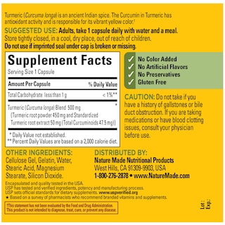 Foto 6 | Foto 6 | Suplemento De Curcumina De Cúrcuma Hecho Por La Naturaleza, 500 Mg, 120 Cápsulas - Venta Internacional.