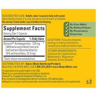 Foto 5 | Foto 5 | Suplemento Natural De Ashwagandha 125 Mg 60 Cápsulas - Venta Internacional.