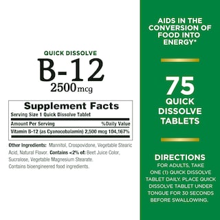 Foto 2 | Foto 2 | Suplemento De Vitamina B12 De Nature's Bounty, 2500 Mcg, 75 Tabletas - Venta Internacional.