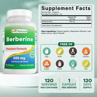 Foto 2 | Foto 2 | Suplemento Best Naturals Berberine 500 Mg 120 Cápsulas X 3 - Venta Internacional.