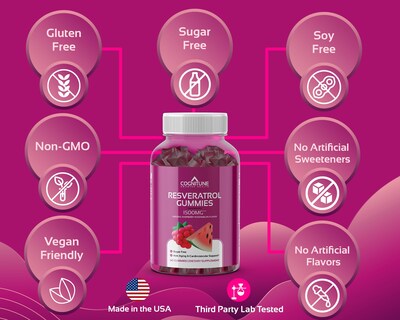 Foto 5 | Foto 5 | Suplemento Cognitune, Gomitas De Resveratrol, 1500 Mg, Sin Azúcar - Venta Internacional.
