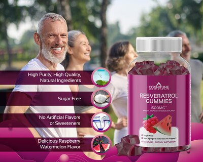 Foto 7 | Foto 7 | Suplemento Cognitune, Gomitas De Resveratrol, 1500 Mg, Sin Azúcar - Venta Internacional.
