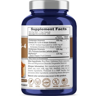 Foto 2 | Foto 2 | Suplemento De Extracto De Cordyceps De Nusapure 3000 Mg 200 Cápsulas - Venta Internacional.
