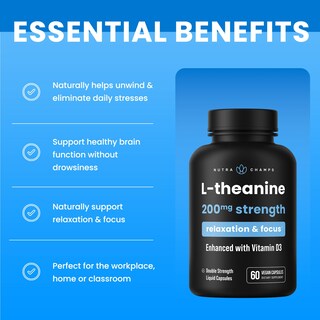 Foto 4 | Foto 4 | Suplemento Para El Estrés Nutrachamps L-teanina 200 Mg Con Vitamina D3 - Venta Internacional.