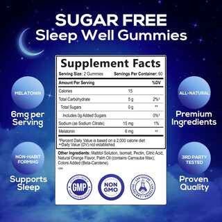 Foto 2 | Foto 2 | Gominolas Para Dormir Nature's Nutrition Extra Strength, 6 Mg, Melatoni - Venta Internacional.