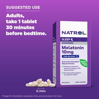 Foto 6 | Foto 6 | Suplemento Natrol Advanced Sleep Melatonin 10 Mg 30 Comprimidos - Venta Internacional.
