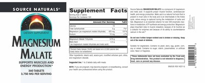 Foto 4 | Foto 4 | Supplement Source Naturals Malato De Magnesio 3750 Mg 360 Comprimidos - Venta Internacional.