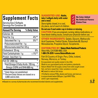 Foto 5 | Foto 5 | Suplemento De Aceite De Pescado Nature Made Burp Less 1200 Mg 60 Cápsulas Blandas - Venta Internacional.