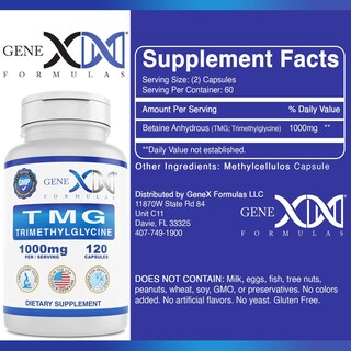 Foto 4 | Foto 4 | Suplemento Genex Tmg 1000 Mg De Betaína Anhidra 120 Cápsulas - Venta Internacional.