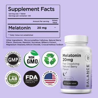 Foto 7 | Foto 7 | Sleep Aid Balancebreens Melatonina 20 Mg 120 Comprimidos - Venta Internacional.
