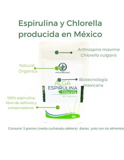 Foto 2 | Foto 2 | Alga Espirulina + Chlorella En Polvo Hadosbiotec 100 G Ingredientes Naturales Sin Conservadores Ni Aditivos