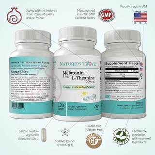Foto 3 | Foto 3 | Suplemento Nature's Trove Melatonina 3 Mg + L Teanina 200 mg - Venta Internacional