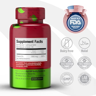 Foto 3 | Foto 3 | Suplemento Orzax De Vitamina B12 5000 Mcg De Metilcobalamina 120 Tabletas - Venta Internacional.