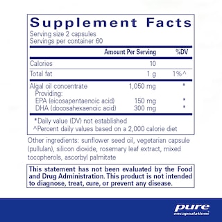 Foto 2 | Foto 2 | Suplemento Pure Encapsulations Epa/dha Vegetariano 120 Cápsulas - Venta Internacional.