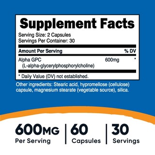 Foto 2 | Foto 2 | Suplemento Nutricost Alpha Gpc 600 Mg 60 Cápsulas Vegetariano - Venta Internacional.