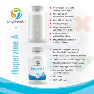 Foto 4 | Foto 4 | Suplemento Longlife Nutri Huperzine A 200 Mcg 180 Cápsulas - Venta Internacional.