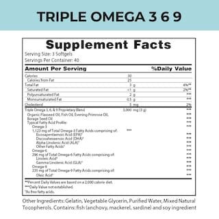 Foto 2 | Foto 2 | Suplemento Vitamin World Triple Omega 3-6-9 3000 Mg 120 Cápsulas Blandas - Venta Internacional.
