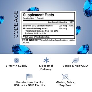Foto 2 | Foto 2 | Suplemento Codeage Selenium De 200 Mcg Con Suministro Liposomal, 180 Cápsulas - Venta Internacional.