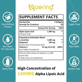 Foto 2 | Foto 2 | Suplemento En Cápsulas Blandas De 1400 Mg De Ácido Alfa Liposomal Alfa Lipoico - Venta Internacional.
