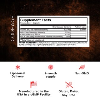 Foto 2 | Foto 2 | Suplemento Codeage Liposomal Nadh+ Con Vitamina B12 60 Cápsulas - Venta Internacional