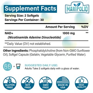Foto 2 | Foto 2 | Suplemento Maripolio Liposomal Nad+ 1000 Mg 60 Cápsulas Blandas - Venta Internacional