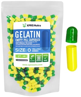 Foto 1 | Foto 1 | Cápsulas Vacías Xprs Nutra, Tamaño 0 — 100 Unidades, Gelatina Verde/amarilla - Venta Internacional.