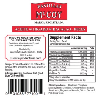 Foto 4 | Foto 4 | Suplemento Tabletas Extracto Aceite de Hígado de Bacalao y Pescado Mccoy - Venta Internacional