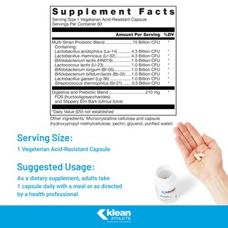 Foto 2 | Foto 2 | Probiótico Klean Athlete Klean Probiotic 60 Cápsulas - Venta Internacional