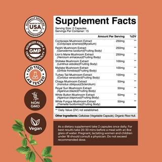 Foto 2 | Foto 2 | Complemento Natures Craft Advanced Mushroom Complex 30 Cápsulas - Venta Internacional