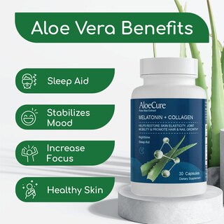 Foto 2 | Foto 2 | Suplemento Aloecure Natural Melatonin + colágeno 30 Cápsulas 2 Frascos - Venta Internacional