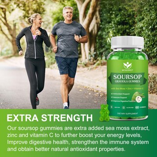 Foto 5 | Foto 5 | Gomitas De Guanábana Y Graviola Wogorgt 1800 Mg Con Musgo Marino, 60 Unidades - Venta Internacional.