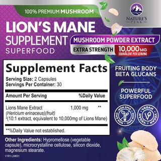 Foto 2 | Foto 2 | Suplemento Lions Mane Mushroom, 10,000 mg 60 Cápsulas - Venta Internacional.
