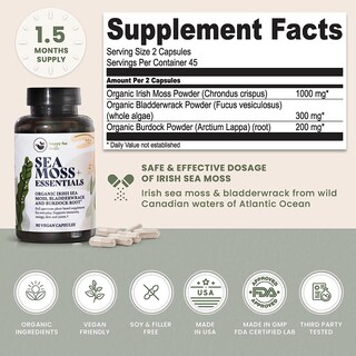 Foto 2 | Foto 2 | Suplemento Happy Fox Sea Moss En Cápsulas De Raíz De Bardana 90% Vegano - Venta Internacional.