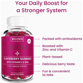 Foto 3 | Foto 3 | Gomitas De Saúco Wellpath Boost Con Zinc Y Vitamina C, 60 Unidades - Venta Internacional.