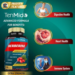 Foto 5 | Foto 5 | Suplementos: Cápsulas De Extracto De Berberina De Tenmido Suministro Para 4 Meses - Venta Internacional