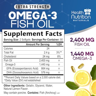 Foto 2 | Foto 2 | Aceite de Pescado Omega 3 de Supplement Health Nutrition Naturals 2400 mg - Venta Internacional