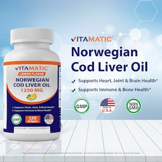 Foto 2 | Foto 2 | Suplemento Vitamático de Aceite de Hígado de Bacalao Noruego 1250 mg 120 Cápsulas - Venta Internacional